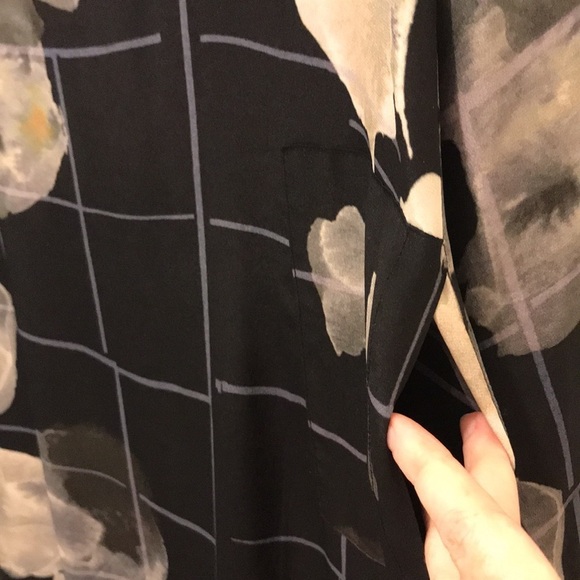 Humanoid Floral & Geometric Grid Lines Silk Dress - Picture 3 of 7